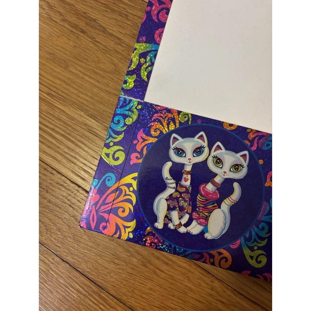 Vintage Y2K Lisa Frank Siamese Cats Folder Roxi Rollie 2 Pocket Glitter Rainbow
